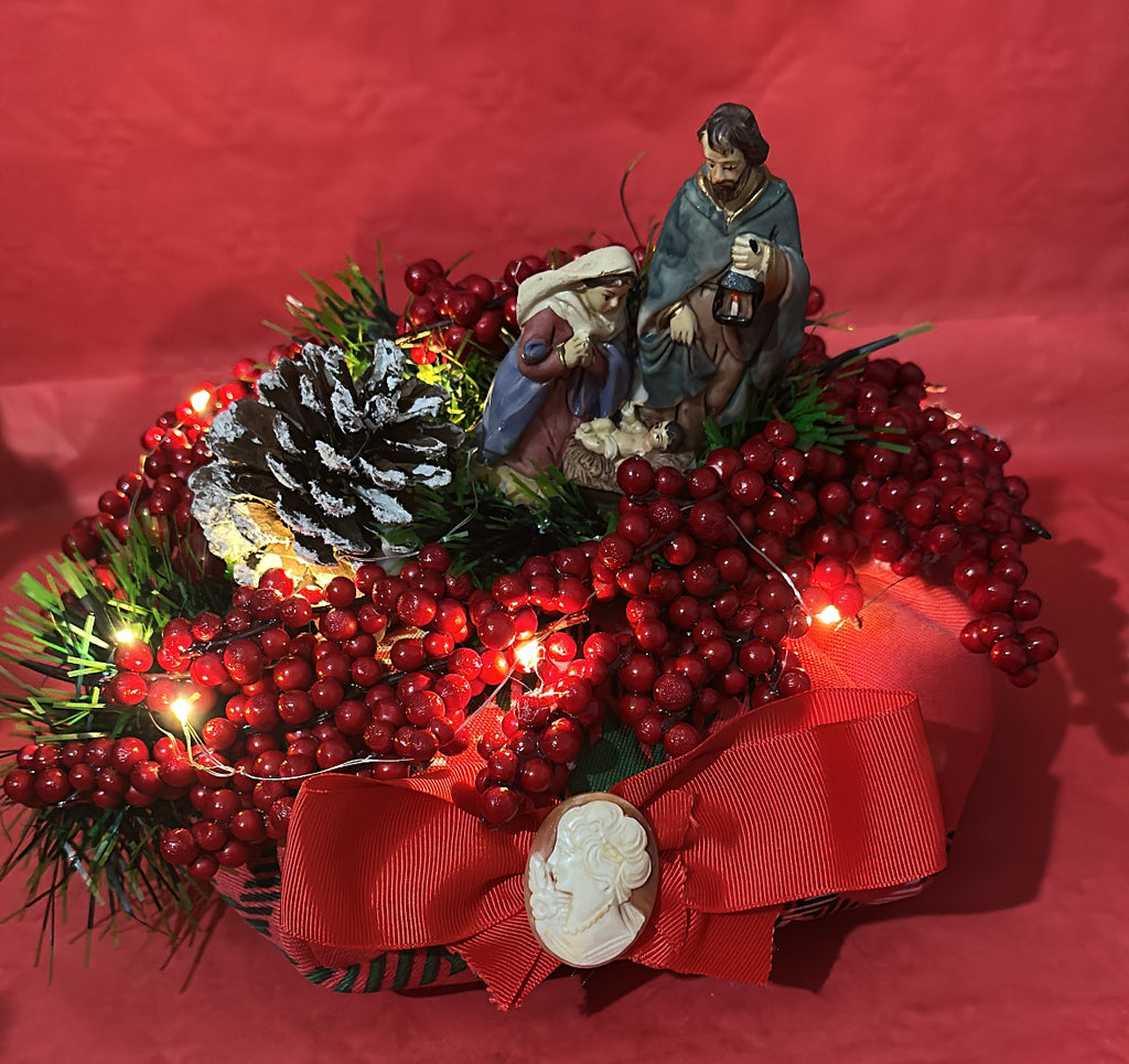 Bon bon natalizio con natività e cammeo