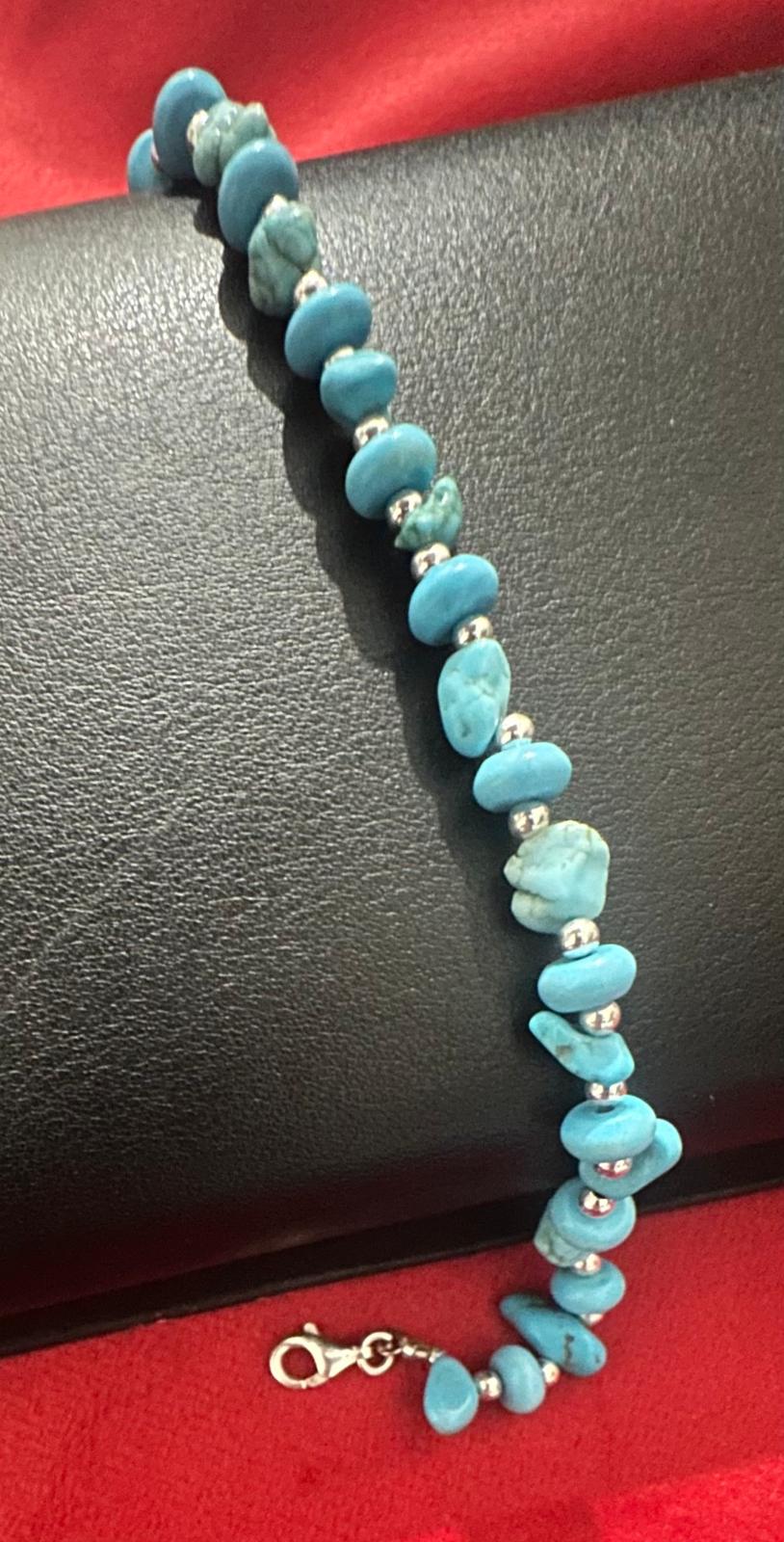 Bracciale in pietre di turchese e argento 925