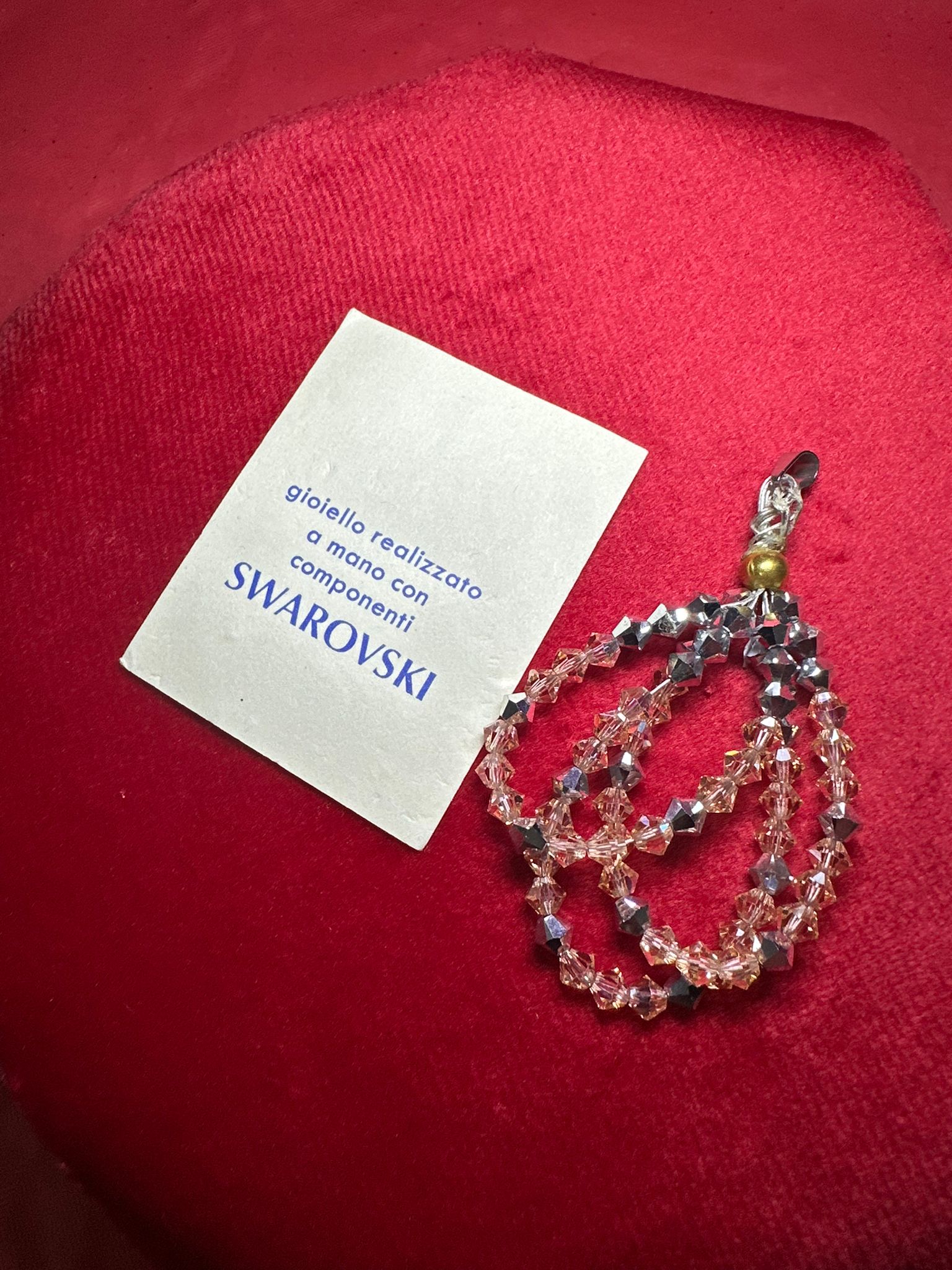 Charm per collana in acciaio e perle di Swarovski veri