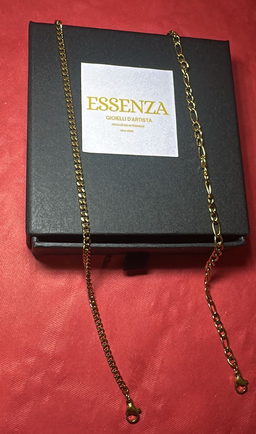 Set uomo di 2 bracciali color oro in acciaio inossidabile cm 24 cm regolabili