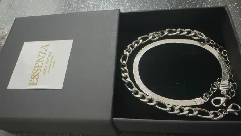 Set bracciale uomo regolabile in acciaio inossidabile