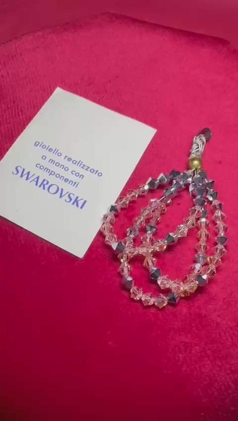 Charm per collana in acciaio e perle di Swarovski veri
