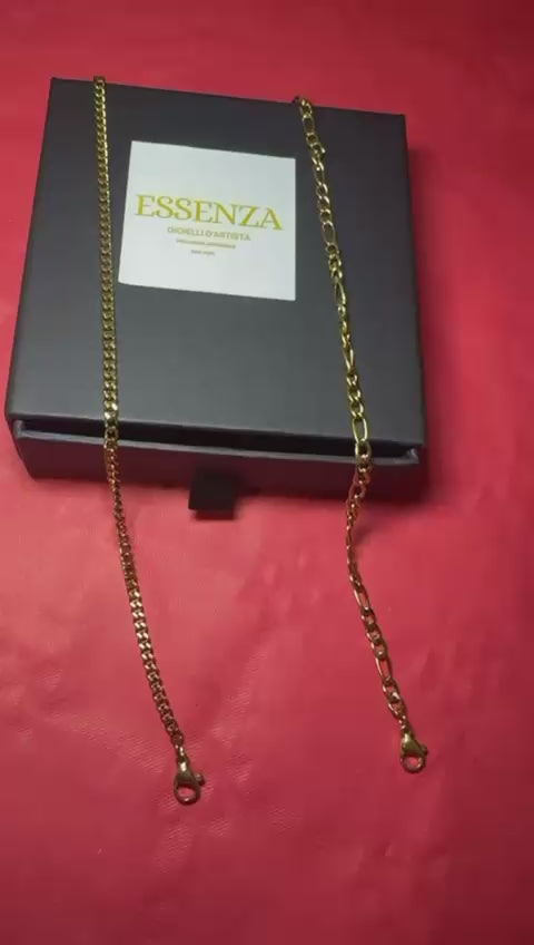 Set uomo di 2 bracciali color oro in acciaio inossidabile cm 24 cm regolabili