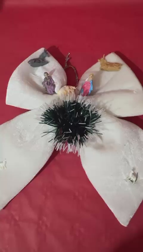 Fiocco bianco natività cm 25 che si illumina in 3 modalità