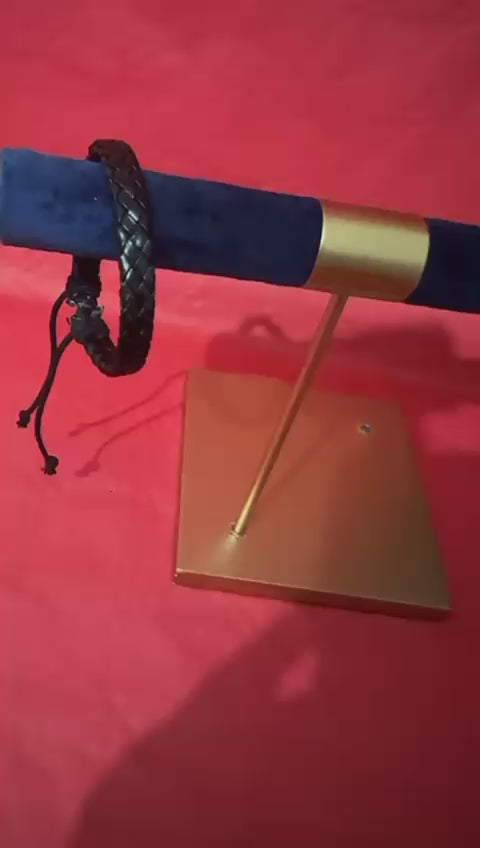 Set bracciale uomo in pelle sintetica ad intreccio