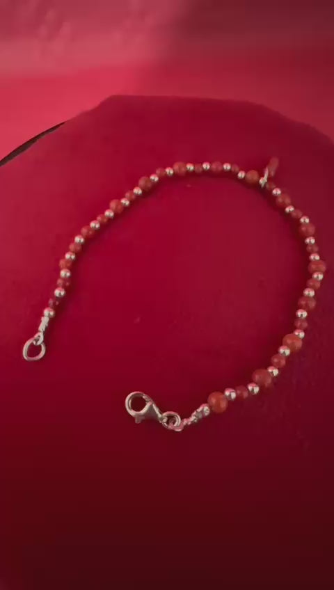 bracciale uomo in corallo vero con cornicello e argento 925